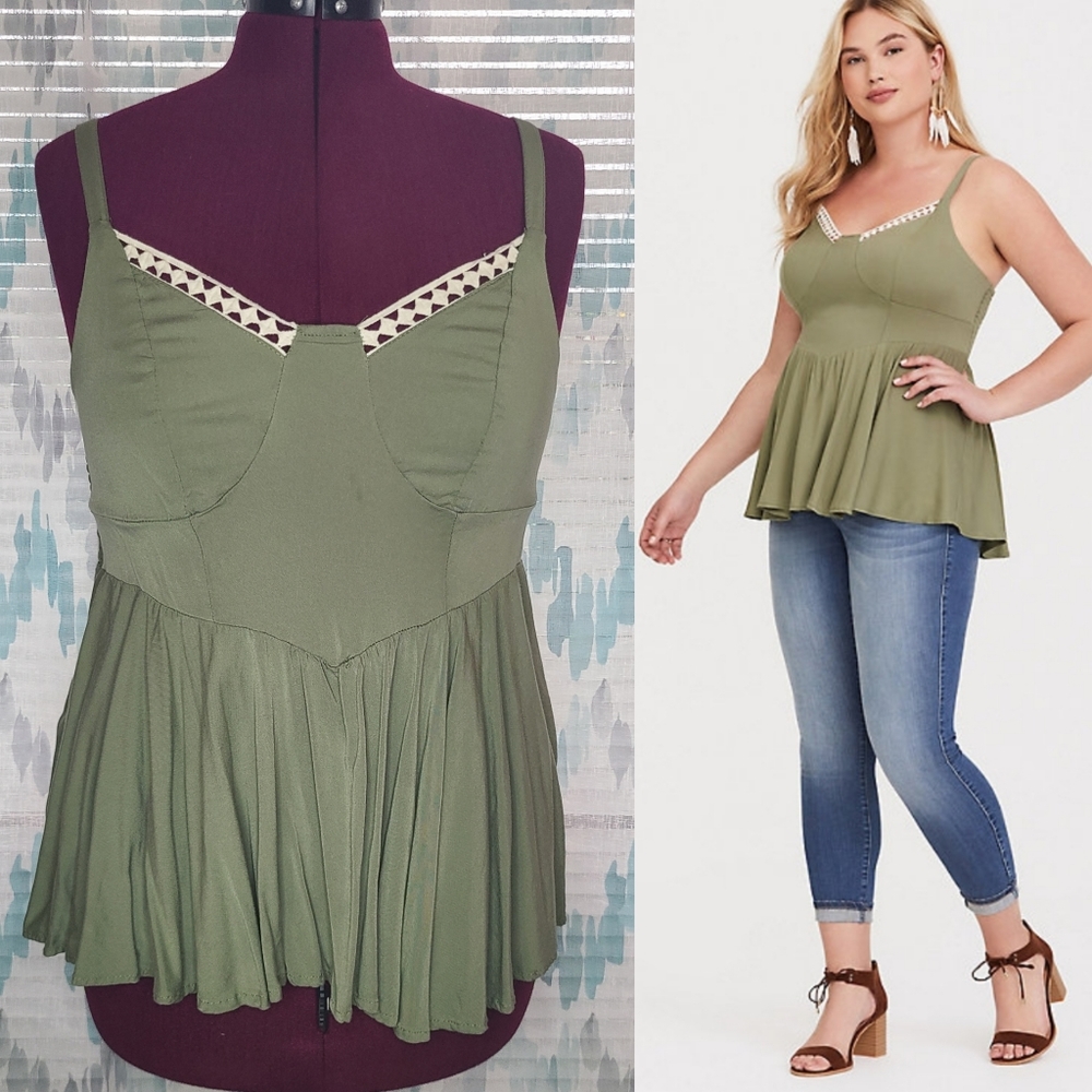 Torrid - Olive lace cami